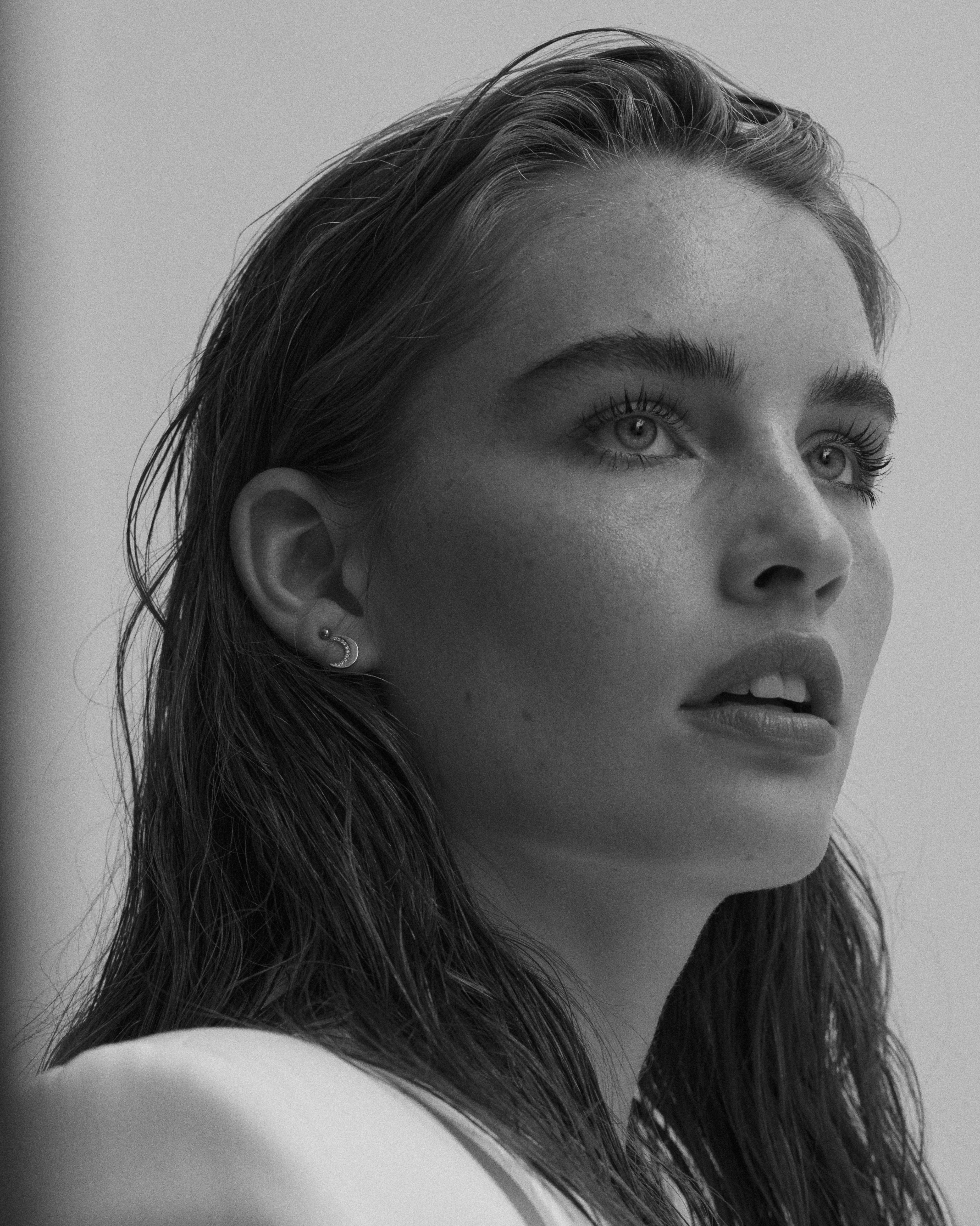 Tipperary Crystal Half Moon Stud Silver Earrings model